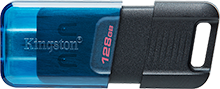 USB 3.2  128GB  Kingston  DataTraveler 80 M  (USB 3.0/3.2 + Type C)  чёрный/синий