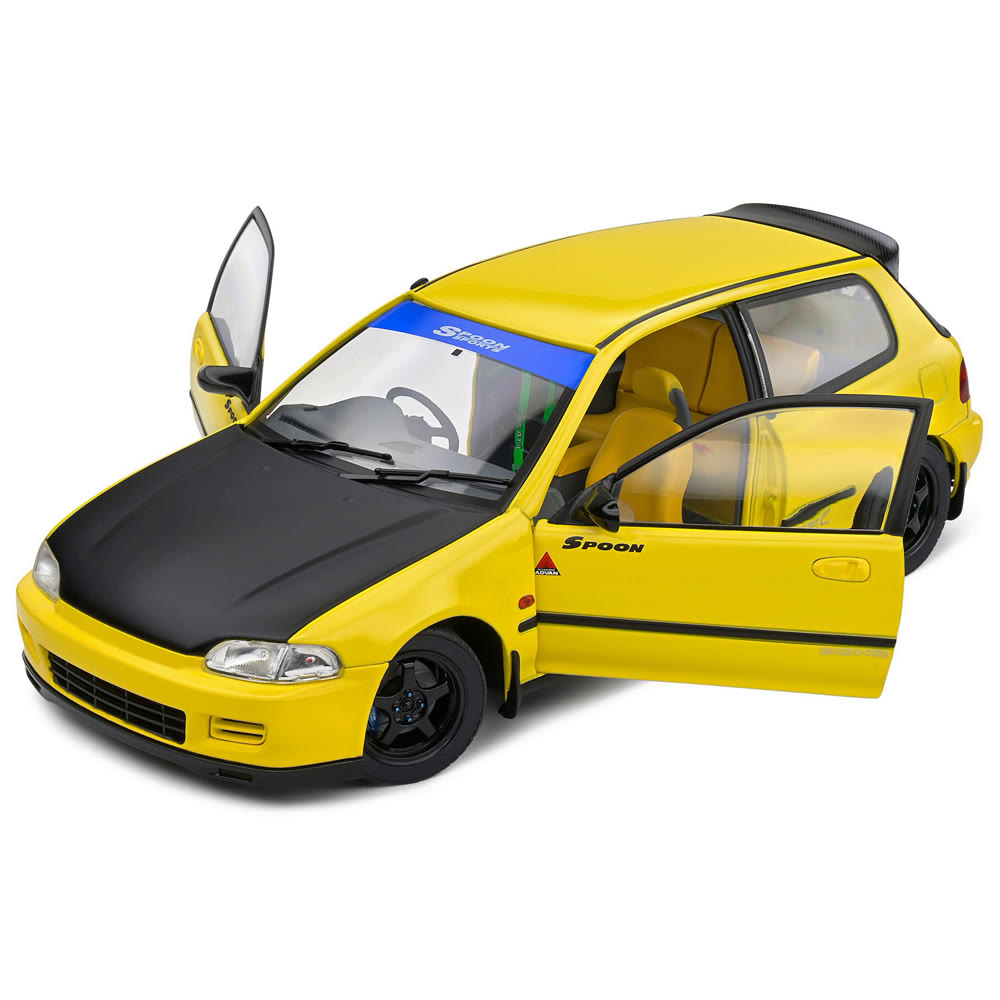 Модель автомобиля SOLIDO 1:18 scale Honda Civic (EG6) Spoon Version Yellow 1991