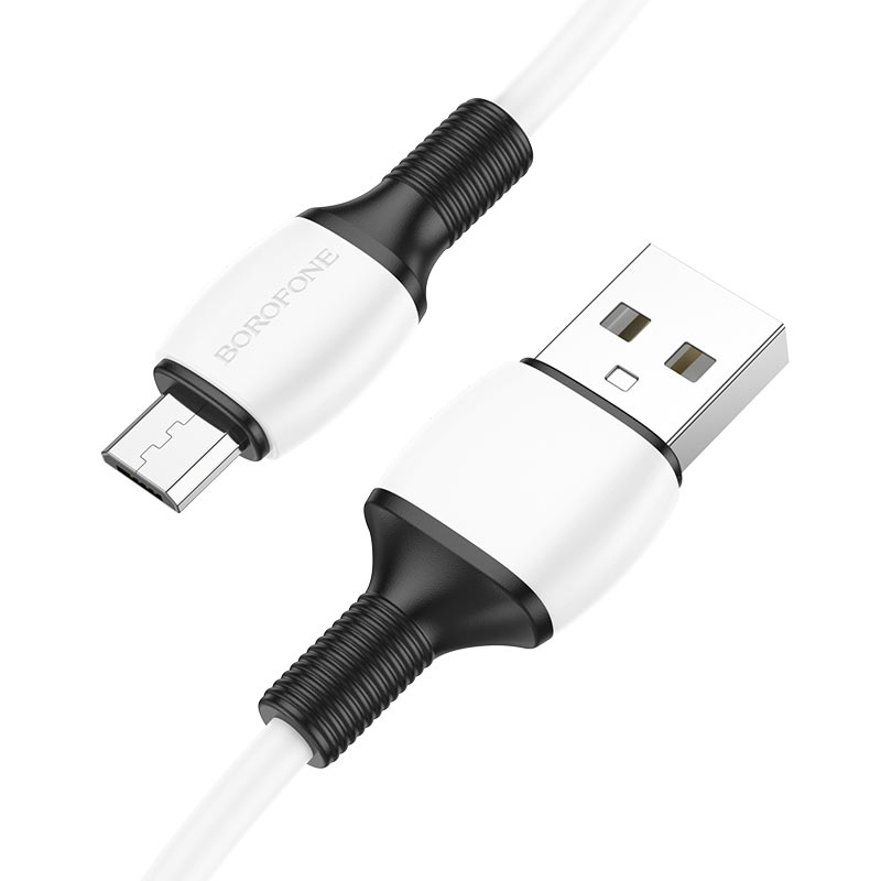 Кабель USB - микро USB Borofone BX84 Rise, 1.0м, 2.4A, цвет: белый (1/360)