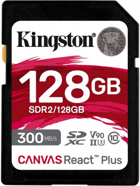 SDXC  128GB  Kingston Class 10 UHS-II U3 V90 React Plus (300 Mb/s)