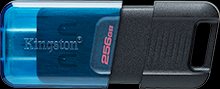 USB 3.2  256GB  Kingston  DataTraveler 80 M  (USB 3.0/3.2 + Type C)  чёрный/синий