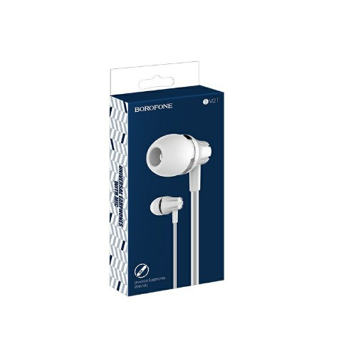 Наушники внутриканальные Borofone BM21, Graceful, микрофон, кабель 1.2м, цвет: белый (1/36/144)