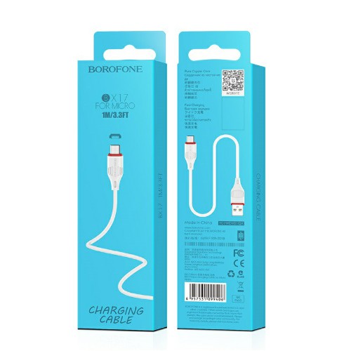 Кабель USB - микро USB Borofone BX17 Enjoy, 1.0м, круглый, 2.0A, ПВХ, цвет: белый(1/648)