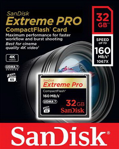 CF  SanDisk  Extreme Pro  32GB  (160 MB/s)