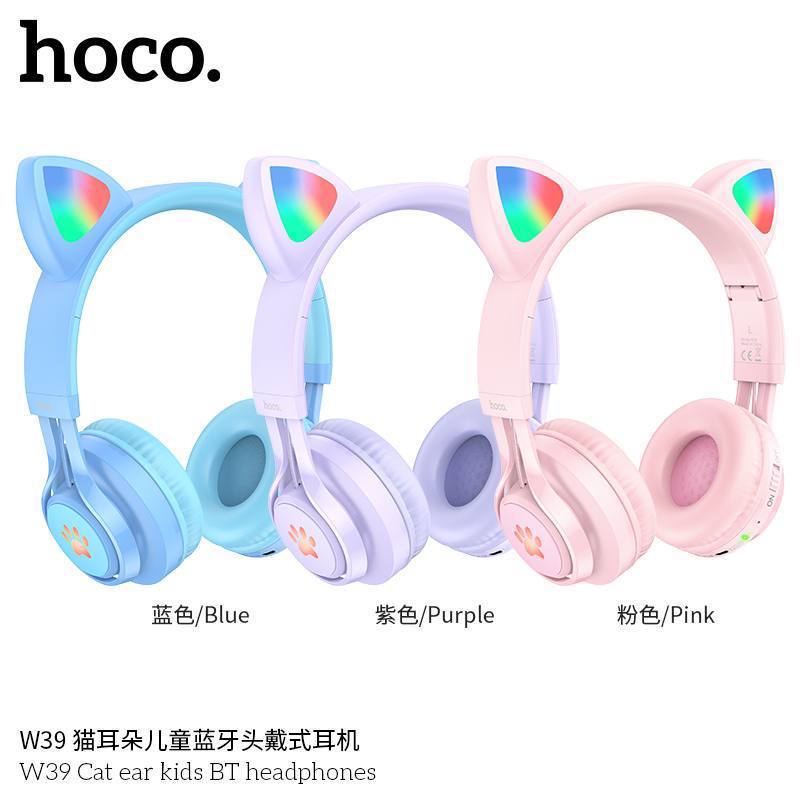 Наушники полноразмерные HOCO W39 Cat, bluetooth 5.3, AUX, цвет: фиолетовый (1/30)