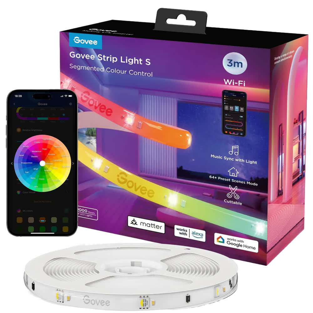Умная светодиодная лента GOVEE Strip Lights S LED Segmented Colour Control Wi-Fi, 3m