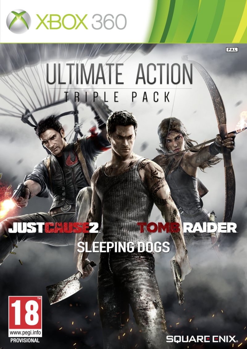 Ultimate Action Triple Pack (Just Cause 2, Sleeping Dogs, Tomb Raider) [Xbox 360, английская версия]