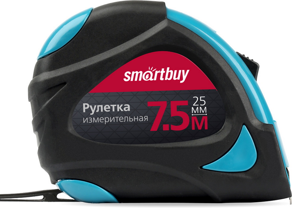 Рулетка SMARTBUY измерительная, 7.5мх25мм, прорезиненный корпус,2 фиксатора, усиленный зацеп,Tools (