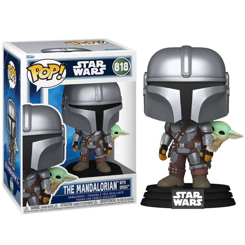 Фигурка Funko POP! Star Wars: The Mandalorian - Мандалорец с Грогу на спине №818 (The Mandalorian)