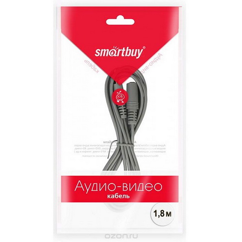 Кабель-удлинитель SMART BUY 3.5 Jack (M) - 3.5 Jack (F), стерео, аудио, 1,8 м, в пакете (1/350)