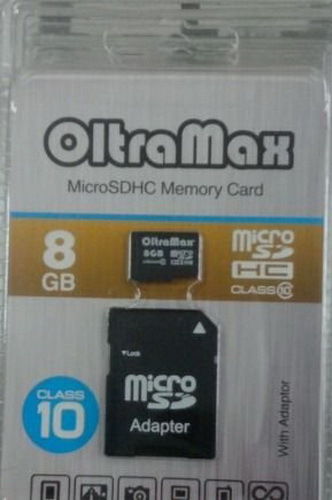 MicroSD  8GB  OltraMax Class 10 + SD адаптер