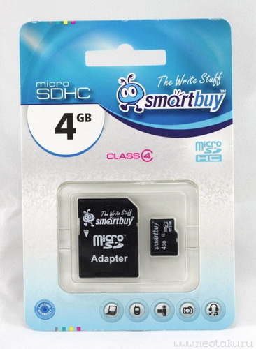 MicroSD  4GB  Smart Buy Class  4 + SD адаптер