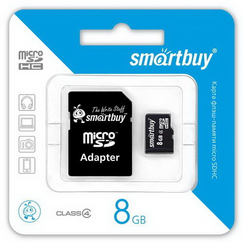 MicroSD  8GB  Smart Buy Class  4 + SD адаптер