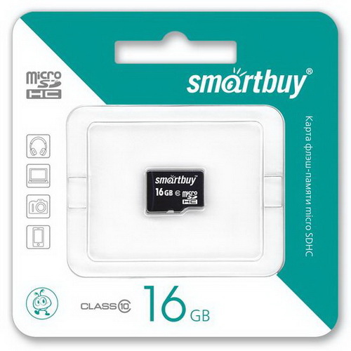 MicroSD  16GB  Smart Buy Class 10 UHS-I без адаптера