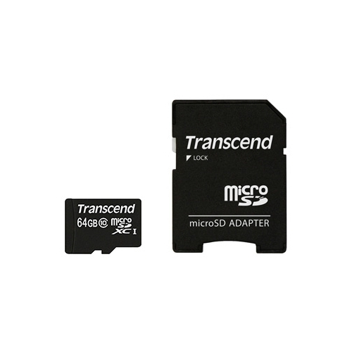 MicroSD  64GB Transcend Class 10 + SD адаптер