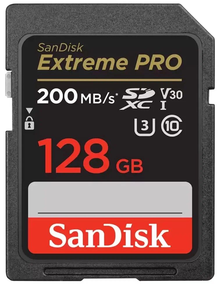 SDXC  128GB  SanDisk Class 10 Extreme Pro V30 UHS-I U3 (200 Mb/s)