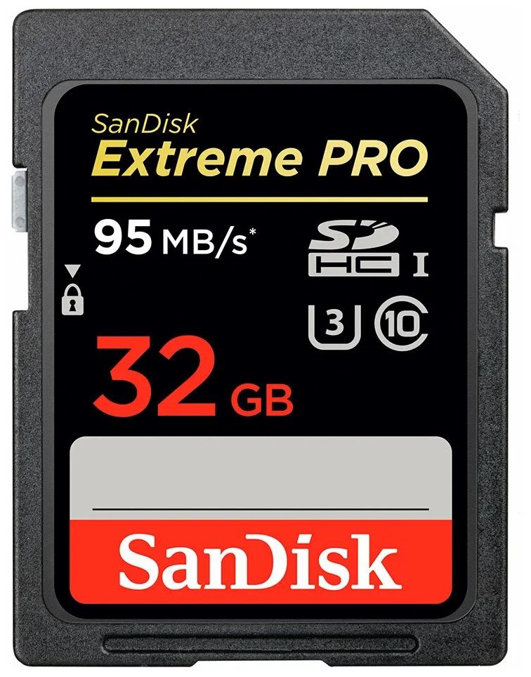 SDHC  32GB  SanDisk Class 10 Extreme Pro V30 UHS-I U3 (100 Mb/s)