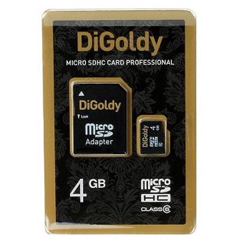 MicroSD  4GB  DiGoldy Class 10 + SD адаптер
