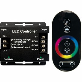 Ecola LED strip RGB RF controller 18A 216W 12V (432W 24V) с кольцевым сенсорным черным радиопультом