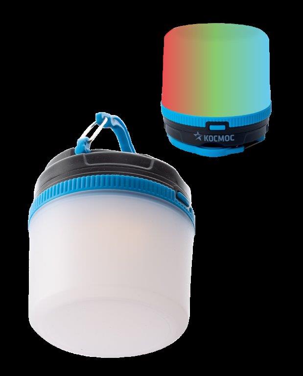 Фонарь КОСМОС кемпинговый KOC602B походный теплый свет + мультиколор 2Вт 3xAAА ABS-пластик, коробка