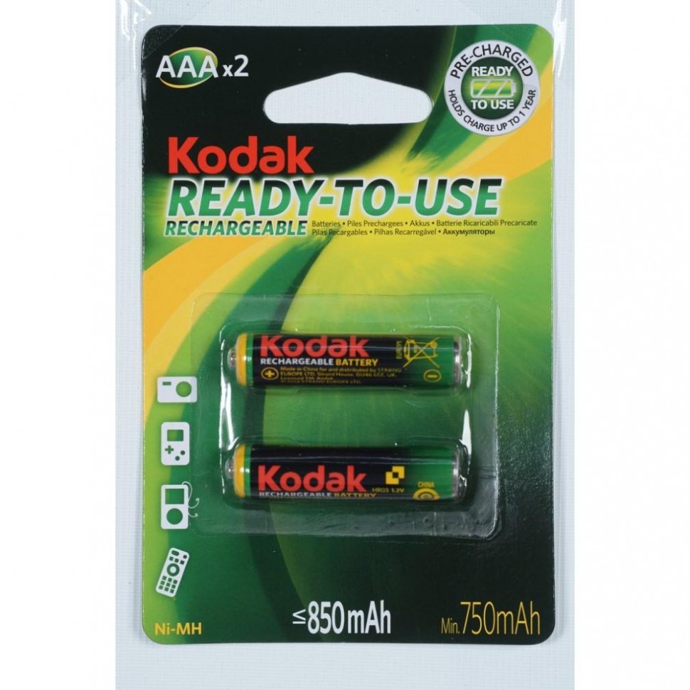 Аккумулятор KODAK  HR03-2BL (850 mAh) Pre-Charged   (2/20/240)