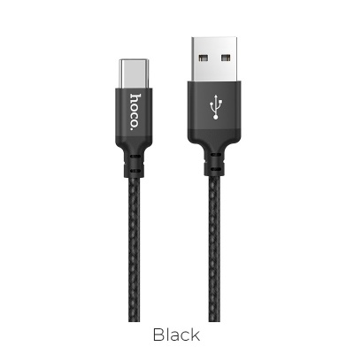 Кабель USB - Type-C HOCO X14 Times speed, 1.0м, круглый, 3.0A, ткань, цвет: чёрный (1/33/330)