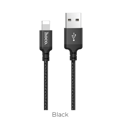 Кабель USB - 8 pin HOCO X14 Times speed, 1.0м, круглый, 2.0A, ткань, цвет: чёрный (1/33/330)