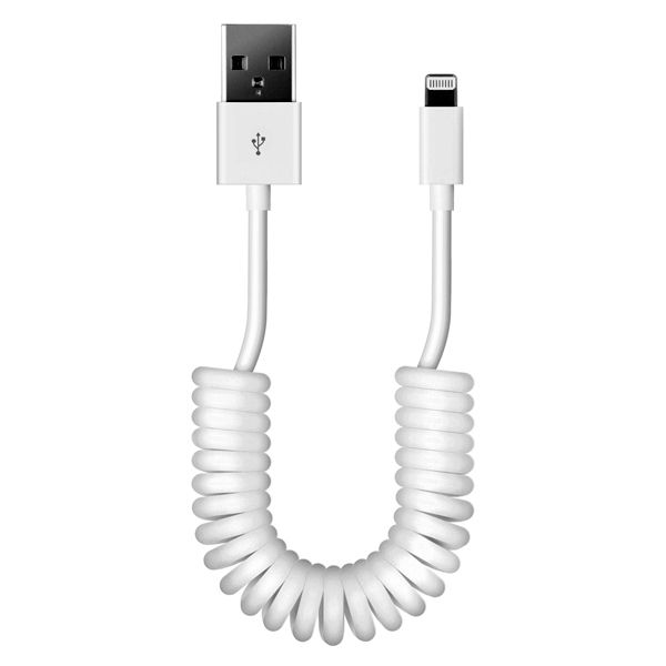 Кабель SMART BUY для iPhone USB 2.0 - 8 pin Lightning, спиральный, белый, 1 м. (1/500)