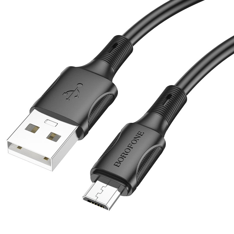 Кабель USB - микро USB Borofone BX80, 1.0м, круглый, 2.4A, силикон, цвет: чёрный (1/33/330)