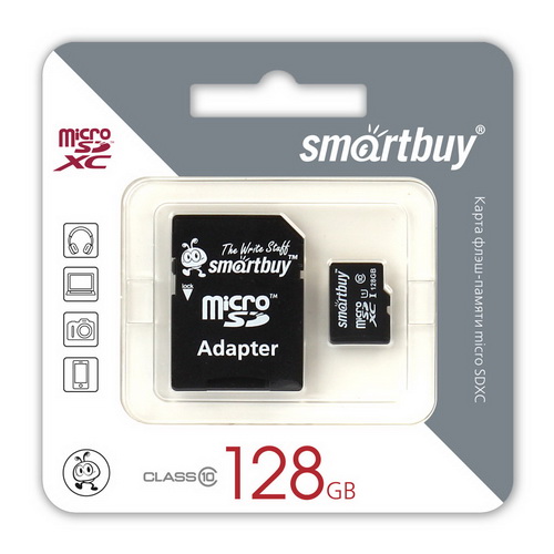 MicroSD  128GB  Smart Buy Class10 UHS-I + SD адаптер