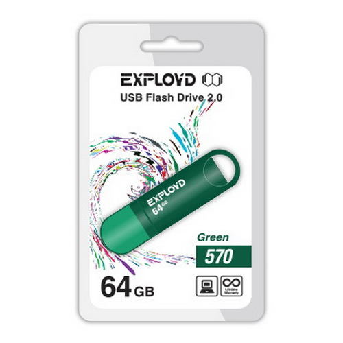 USB  64GB  Exployd  570  зелёный