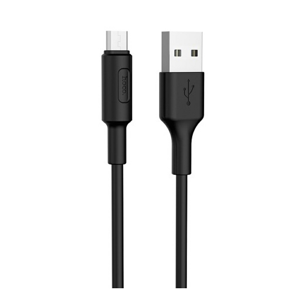 Кабель USB - микро USB HOCO X25 Soarer, 1.0м, круглый, 2.1A, силикон, цвет: чёрный (1/30/300)