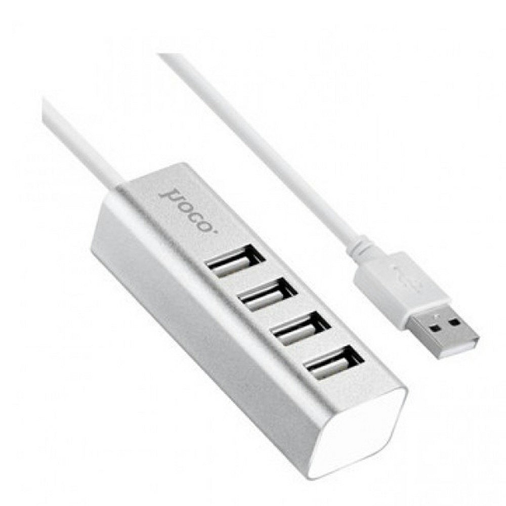 USB-концентратор HOCO HB1, 4 гнезда, 1 USB выход, цвет: белый (1/12/120)