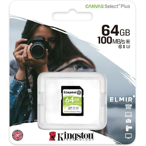 SDXC  64GB  Kingston Class 10 UHS-I U1 V10 Canvas Select Plus (100 Mb/s)