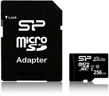 MicroSDXC  256GB  Silicon Power Class 10 Elite UHS-I (R/W 75/15 Mb/s) + SD адаптер